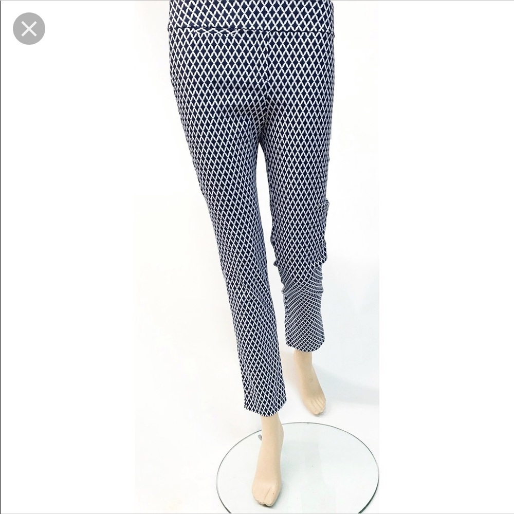 Margaret M Navy Patterned Slimming Pant